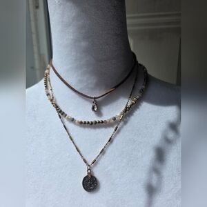 Boho Necklace Brown Beaded Layered Necklace